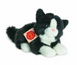 Hermann Teddy Knuffel Kat Zwart Wit