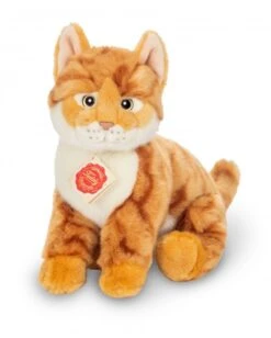 Hermann Teddy Knuffel Kat Rood Getijgerd Zittend
