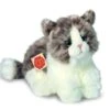 Hermann Teddy Knuffel Kat Grijs Wit