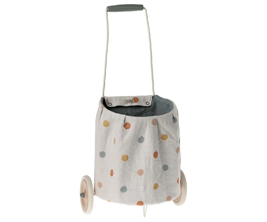 Maileg Trolley Multi Dots Blauw 1 Maileg Trolley Multi Dots Blauw
